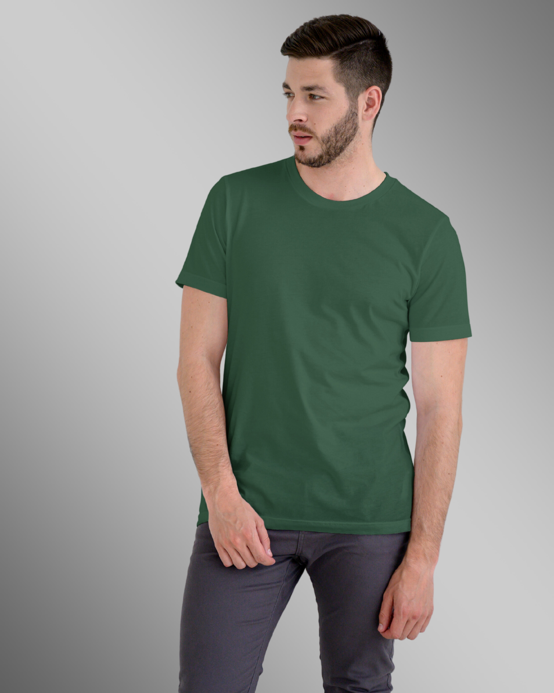Bottle Green Plain T Shirt For Men