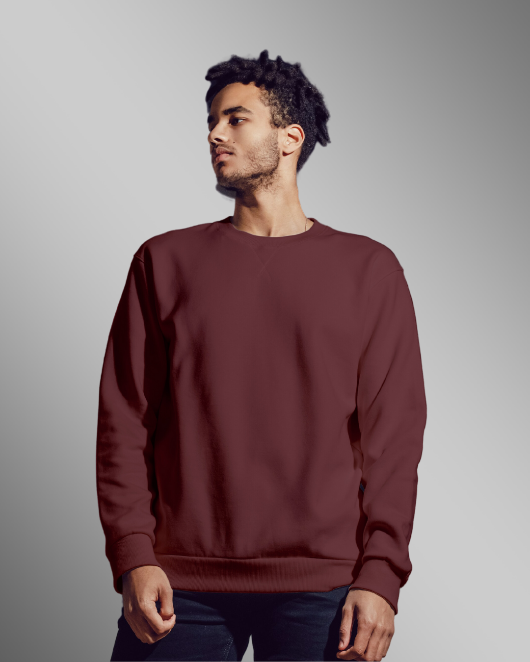 Burgundy Plain-Sweatshirts for Men