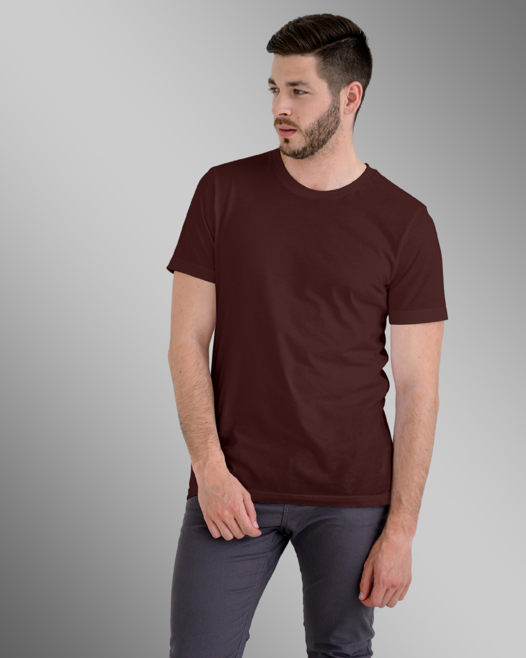 Burgundy Plain T Shirt For Men