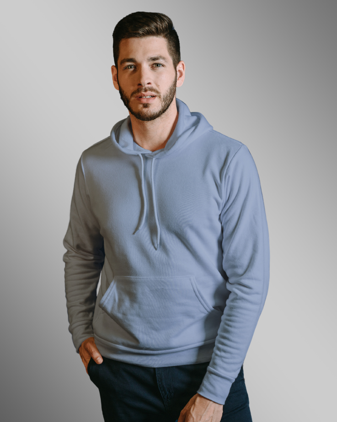 Light Blue Plain - Hoodies for Men