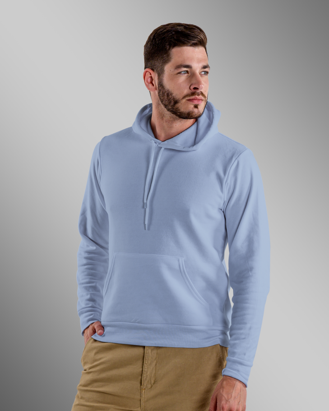 Light Blue Plain - Hoodies for Men