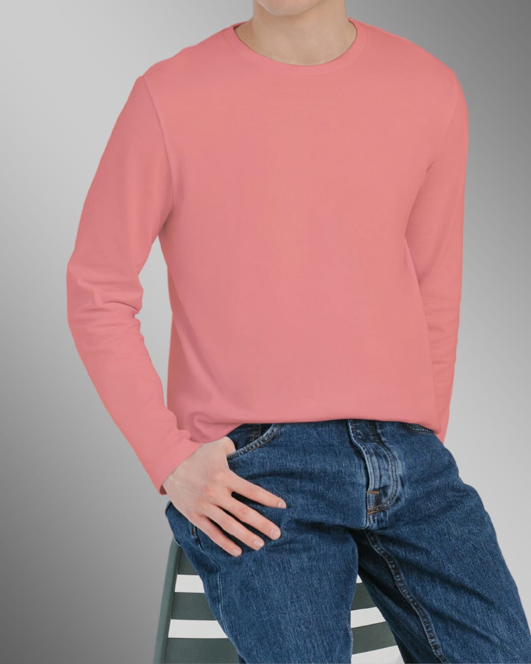 Pink -Full Sleeve T Shirt For Men